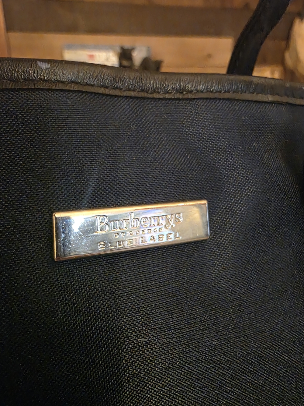 Burberry Black Men's Tote Bag with Silver Plaque